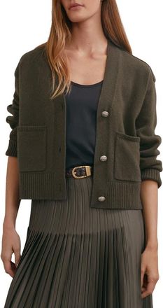 Reiss Maya Wool & Cashmere Cardigan in Khaki Green at Nordstrom, Size X-Small