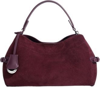 Generic Suede Leather Tote Bag Vintage Retro Shoulder Crossbody, Compatible For Women Commuter Purse Handbag(Purple)
