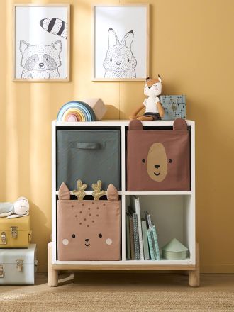 Vertbaudet 3er-Set Kinderzimmer Aufbewahrungsboxen Green Forest braun