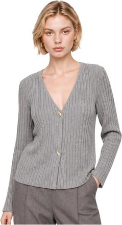 Kocca Truien & Vesten, Dames, Grijs, XS, Ribbed V-neck Cardigan