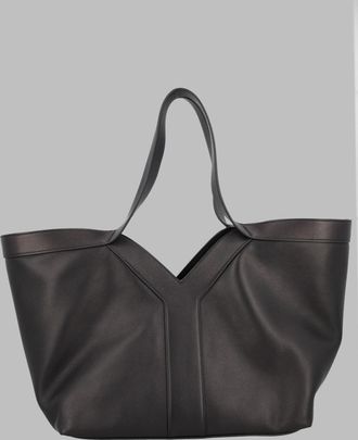 Saint Laurent Womens Tote Bag Y Leather Black Calf Shoulder