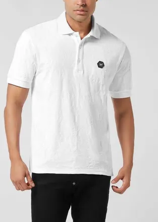 Philipp Plein Polo T-Shirt Jacquard Crest Men in White at Nordstrom, Size Xxx-Large