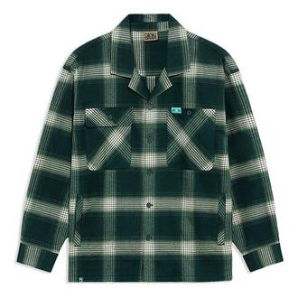Li-Ning BADFIVE Sports Basketball Series Plaid Loose Casual Long Sleeves Shirt Dark Green ASHR195-1