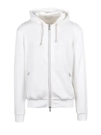 Eleventy White Cotton Polyamide Zip Hoodie