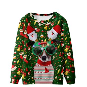 Generic Ugly Christmas Jumper Men UK Sale, Plus Size Xmas Sweatshirts Santa Claus Novelty Pullover Christmas Tree Sweater Long Sleeve Tops Crew Neck Blouse Ad