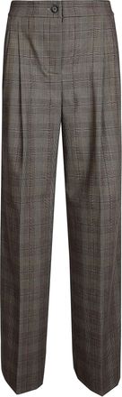Pinko Plumeria Tailored Wool-Blend Plaid Straight-Leg Trousers