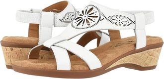 Walking Cradles Kiera Sandals WomensWhite Leather Cutout Wedge Heel HTAT1203