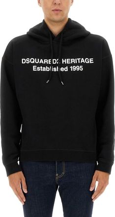 Dsquared2 Black Graphic Hood Sweatshirt