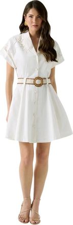 Marciano Kleedjes, Dames, Wit, L, Alexis SS Embro Buttoned Jurk
