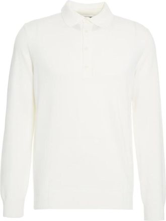 KANGRA Tops, Heren, Wit, M, Gebreide Polo Shirt Bianco Aw 25