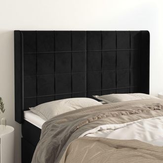 vidaXL Cabecero Con Orejas De Terciopelo Negro 147x16x118/128 Cm Vidaxl