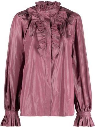 Alberta Ferretti ruffled long-sleeve shirt - women - Silk/Polyester - 42 - Pink