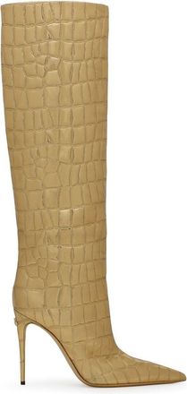 Dolce & Gabbana metallic croc-effect knee boots - women - Calf Leather/Goat Skin/Lamb Skin/Leather/Cotton/Polyester/Polyurethane - 41 - Neutrals