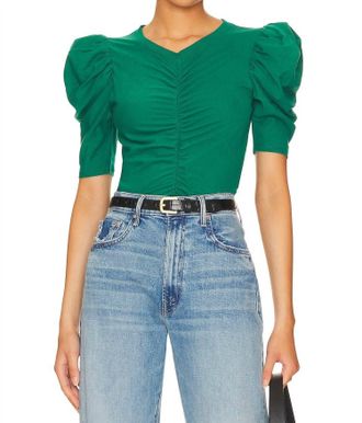 Nation Ltd Gael Gathered Tee In Emerald