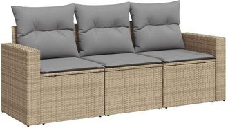 vidaXL Vidaxl - Juego De Sof&aacute;s De Jard&iacute;n Con Cojines Beige 3 Pzas Rat&aacute;n Pe