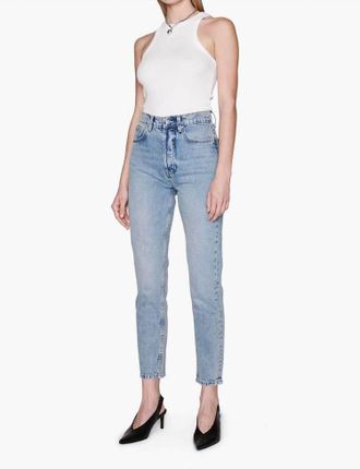 Anine Bing Sonya Slim-Straight Jeans In Wash Blue