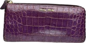 Miu Miu Pre-owned Leren Portemonnee - Dames - Vintage Accessoires - Paars - ONE Size - Leer - Vintage