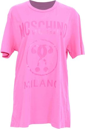 Moschino Double Question Mark Logo T-Shirt in Pink Cotton