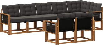 vidaXL Conjunto De Sof&aacute;s De Exterior 8 Uds. Natural Y Negro Vidaxl