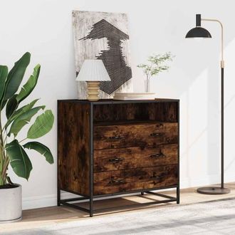 Berkfield Home Elegant Drawer Cabinet Smoked Oak 70x41x70 cm Engineered Wood in Brown | Size: 70 x 41 x 70 cm