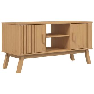 Berkfield Home TV Cabinet OLDEN Brown 114x43x57 cm Solid Wood Pine in Light Brown | Size: 114 x 43 x 57 cm