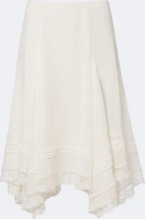 Xu Zhi Asymmetric lace-trimmed midi skirt