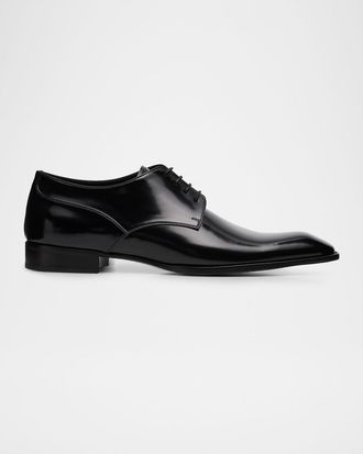 Saint Laurent Men & apos;s Stanton Glazed Leather Derby Shoes
