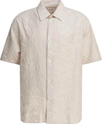 Norse Projects Overhemden, Heren, Beige, M, Katoen, Beige Blad Patroon Overhemd