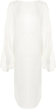Khaite Zijden Ivoorwitte Midi Jurk - Dames - Casual kleedjes - Wit - S - Kleedjes