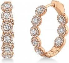 Allurez Diamond Halo Oval Inside Out Hoop Earrings 14k Rose Gold (2.33ct)