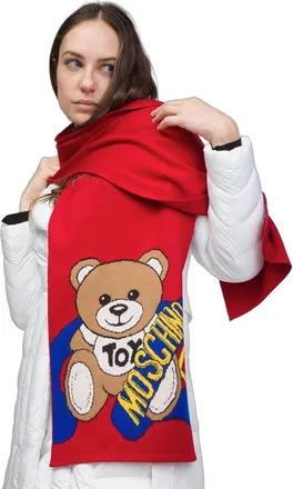 Moschino Womens Scarf Red Wool Accessories Acrilico