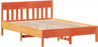vidaXL Cama Sin Colch&oacute;n Madera Maciza De Pino Marr&oacute;n Cera 140x200 Cm Vidaxl