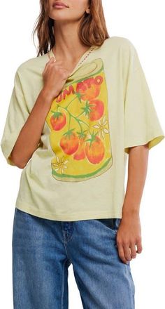 Free People In Spring Cotton Graphic T-Shirt in Lemon Water Combo at Nordstrom, Size X-Small