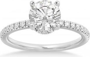 Allurez Lab Grown Diamond Pave Hidden Halo Engagement Ring 18k White Gold (0.33ct)