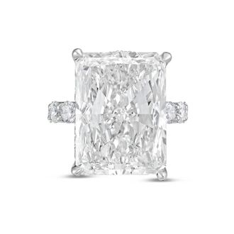 Diana M. Jewels Platinum 12ct lab grown Radiant Diamond Ring with Pav&eacute; Round Band