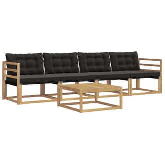 vidaXL Conjunto De Sof&aacute;s De Exterior 5 Pcs Blanco Y Negro Vidaxl
