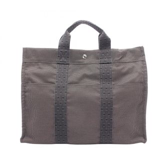 Herm&egrave;s Gray Nylon Canvas Handbag Tote Bag (Pre-Owned)