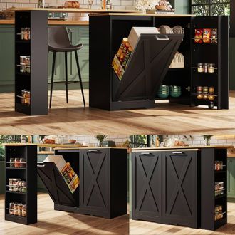 Matteo 360&deg; Rotating Multifunctional Storage Cabinet - Black Finish Sideboard