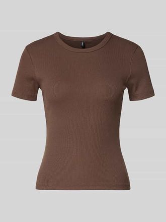 Only Slim Fit T-Shirt aus Baumwoll-Mix Modell VAL LIFE in Schoko, Gr&ouml;&szlig;e M