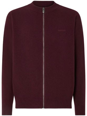 Ferrari Burgundy Wool Cashmere Zip-Up Sweater