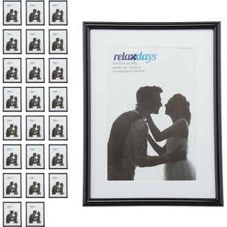 Relaxdays Set 24 Marcos Fotos, Portafotos 15x20 Cm, Fotograf&iacute;as Formato Vertical U Horizontal, Portarretratos Con Paspart&uacute;, Negro