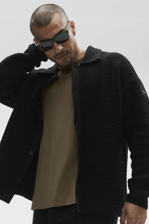 Alo | Shift Knit Button Up Long Sleeve Top in Black, Size: Medium