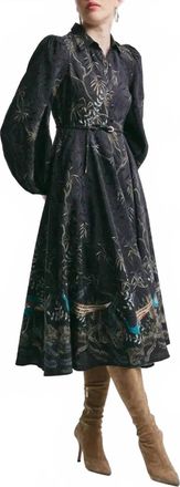 byTiMo Jacquard Midi Dress In Blue Peacock