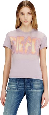 Diesel Slim jersey T-shirt with graphic print - T-Shirts - Woman - Violet