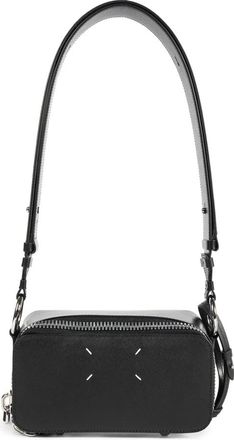 Maison Margiela Shoulder Bags, female, Black, ONE SIZE, Black Leather Camera Bag with Adjustable Strap