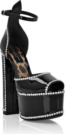 Philipp Plein Patent Leather Platform Sandals Hi-Heels Women in Black at Nordstrom, Size 39