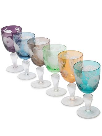 Pols Potten Peony wine glasses (set of 6) - Blue