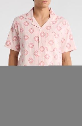 Karl Lagerfeld Geometric Bloom Camp Shirt in Pink at Nordstrom Rack, Size Xx-Large