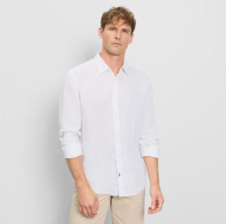 Olymp Leinenhemd OLYMP, Herren, Gr. XXL, N-Gr, wei&szlig;, Leinenmischung, Obermaterial: 100% Leinen, meliert, unifarben, regular fit normal, 1-Knopf-Manschette m