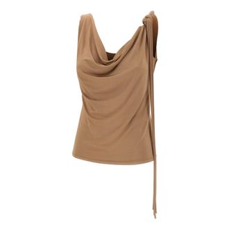 Blumarine Sleeveless Tops, female, Brown, Size: XS Tie-detail Top